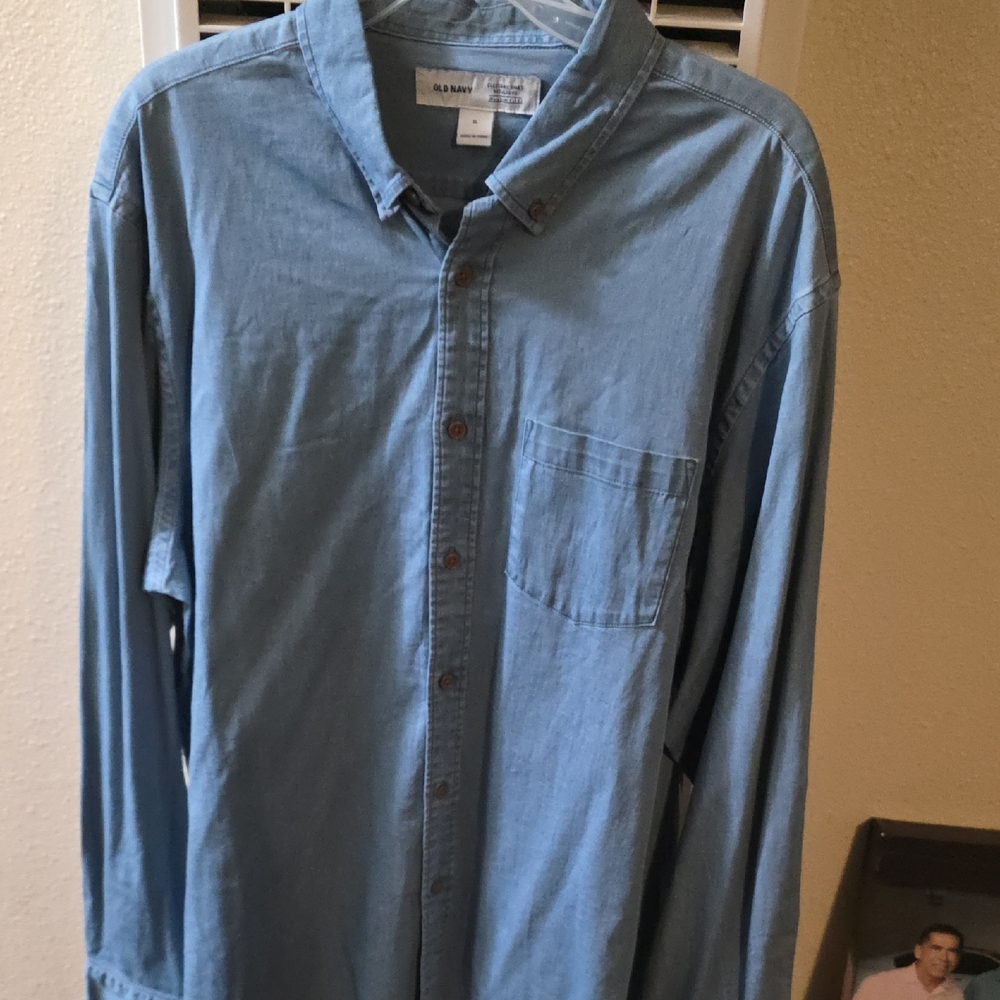Old Navy Denim Blue Casual Button Down Shirt